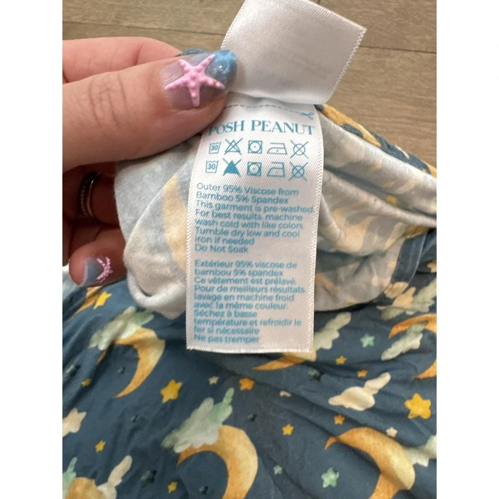 Posh Peanut Swaddle Blanket Blue Moon Stars Bamboo Viscose Wrap Baby Boys